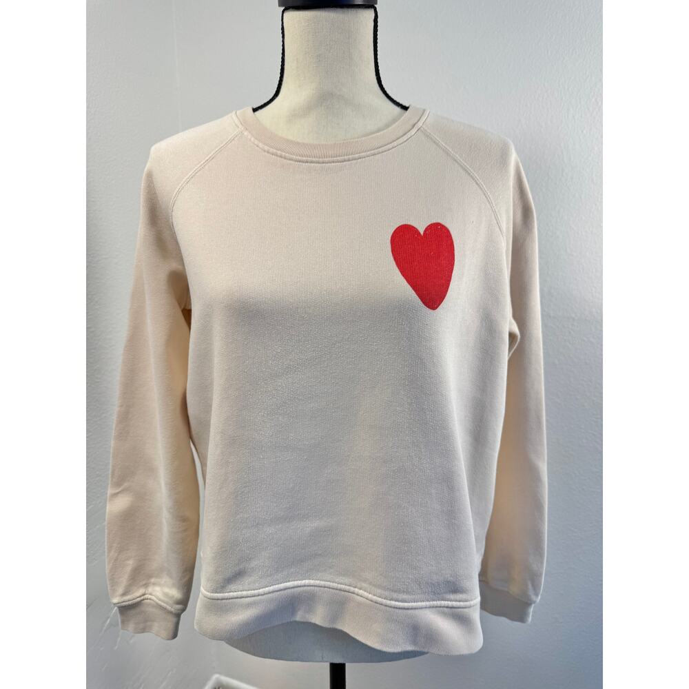 Sezane Cream Sweatshirt with Red Heart size Small